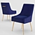 Navy Velvet Side Chair: Beatrix Beauty 3D model small image 1