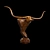 Handcrafted Longhorn Bull Sculpture 3D model small image 1
