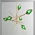 Harlow Green & Brass Chandelier 3D model small image 1