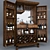 Rustic Hardwood Wine Cabinet 3D model small image 1