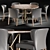 Modern Acacia Dining Table Set 3D model small image 1