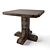 Solid Oak Square Table with Metal Accents 3D model small image 1