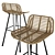 Rustic Rattan Iron Bar Stool 3D model small image 2