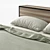 Modern Dark Oak Slim Bed 3D model small image 2