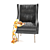 Elegant Black Leather Wingback Chair 3D model small image 2