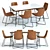 West Elm Paulson Table & Slope Chairs 3D model small image 1