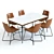 West Elm Paulson Table & Slope Chairs 3D model small image 2