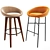 Elegant Bloom Bar Stool Set with Wood and Metal Legs 3D model small image 1