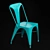 Turquoise Metal Chair MALIBU 3D model small image 1