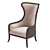 Zander Wing Chair: Elegant Linen Upholstery & Handapplied Weathered Black Finish 3D model small image 1