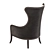 Zander Wing Chair: Elegant Linen Upholstery & Handapplied Weathered Black Finish 3D model small image 2