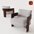 Vintage Milo Baughman Wood Base Chair 3D model small image 1