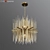 Sleek Brass Glass Chandelier 3D model small image 1