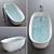 Wave Freestanding Oval Bathtub 3D model small image 1