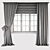 Zigzag Print Two-Tone Curtains 3D model small image 1