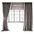 Elegant Two-Tone Beige-Brown Floor-Length Curtains 3D model small image 1