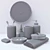 Minimalist Grey Bathroom Set 3D model small image 3