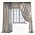 Elegant Beige Damask Curtains 3D model small image 1