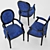 French Style Velvet Dining Chair Set 3D model small image 2