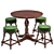 Rustic Pub Set: Andy Thornton Turned Leg Stool & Pub Stuff Dining Table 3D model small image 1