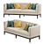 Vintage Gray Chesterfield Sleeper Sofa 3D model small image 1