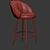 Modern Velvet Bar Stool with Brass Legs 3D model small image 3