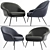 Elegant Bat Lounge Chair: Low Back Comfort 3D model small image 1