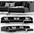 Midnight Grey Velvet Corner Sofa 3D model small image 1