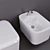 Modern Wall-Hung Bidet and WC Set 3D model small image 2