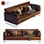 Saba Livingston Velvet Two Seater Sofa 3D model small image 1