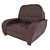 Sleek Brown Leather Chair 3D model small image 1