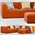 Juno Flame Orange Velvet Modular Sofa 3D model small image 1