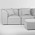 Juno Flame Orange Velvet Modular Sofa 3D model small image 3