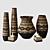 Ethnic Wood Vases: 3D Model 3D model small image 1