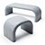 Elegant Eclipse Bench & Pouf: Modern Upholstered Design 3D model small image 1