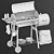 Elegant Charcoal Grill BBQ 3D model small image 2