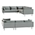 Modern West Elm Halsey L-Shaped Sectional 3D model small image 3