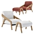 Elegant Walnut Armchair & Footstool 3D model small image 1