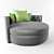 Luxury Dark Grey Round Design Sofa 3D model small image 1