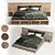 Rustic Wooden Pallet Bed 3D model small image 2