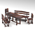 Solid Wood Dining Set 3D model small image 2