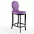 Velvet Purple Barstool 3D model small image 1