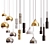 Gold Mirror Ball Pendant: Four Hanging Lights 3D model small image 1
