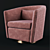 Velvet Swivel Barrel Chair 3D model small image 1