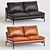 Modern Leather Armless Sofa 3D model small image 1