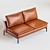 Modern Leather Armless Sofa 3D model small image 2