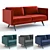 West Elm Brooklyn Velvet Sofa: Luxurious Comfort in 4 Stunning Colors 3D model small image 1