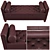 Sleek Laser Banquette Seating 3D model small image 1