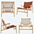 Modern Samurai Lounge Chair: Oak & Leather 3D model small image 1