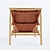 Modern Samurai Lounge Chair: Oak & Leather 3D model small image 2